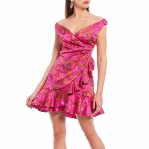 Sachin & Babi Dress Ruffle Leaf Print Mini 14 NWT